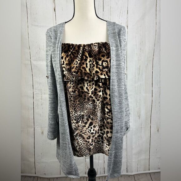 ‼️final must bundle‼️ Parisian Collection Double Top Tunic Grey Cardigan Tunic - Picture 1 of 6